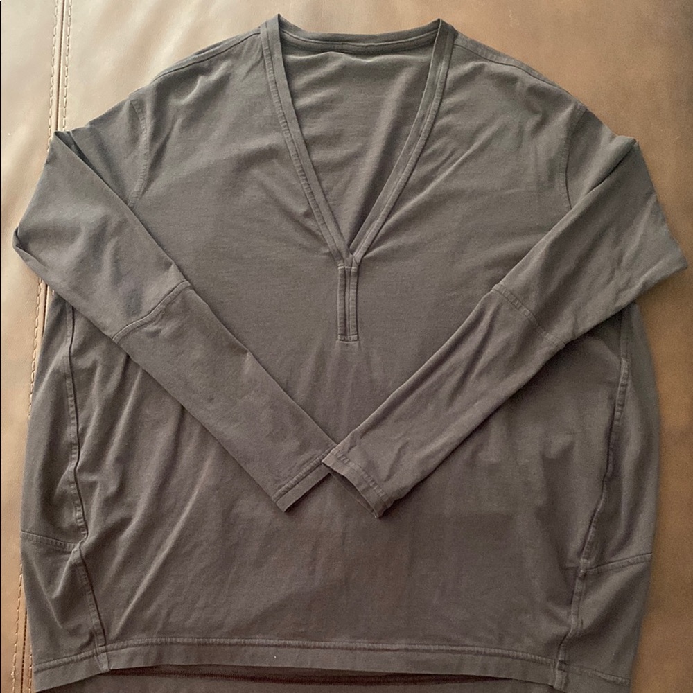 Lululemon Back In Action V-Neck Long-Sleeve Shirt- Brown